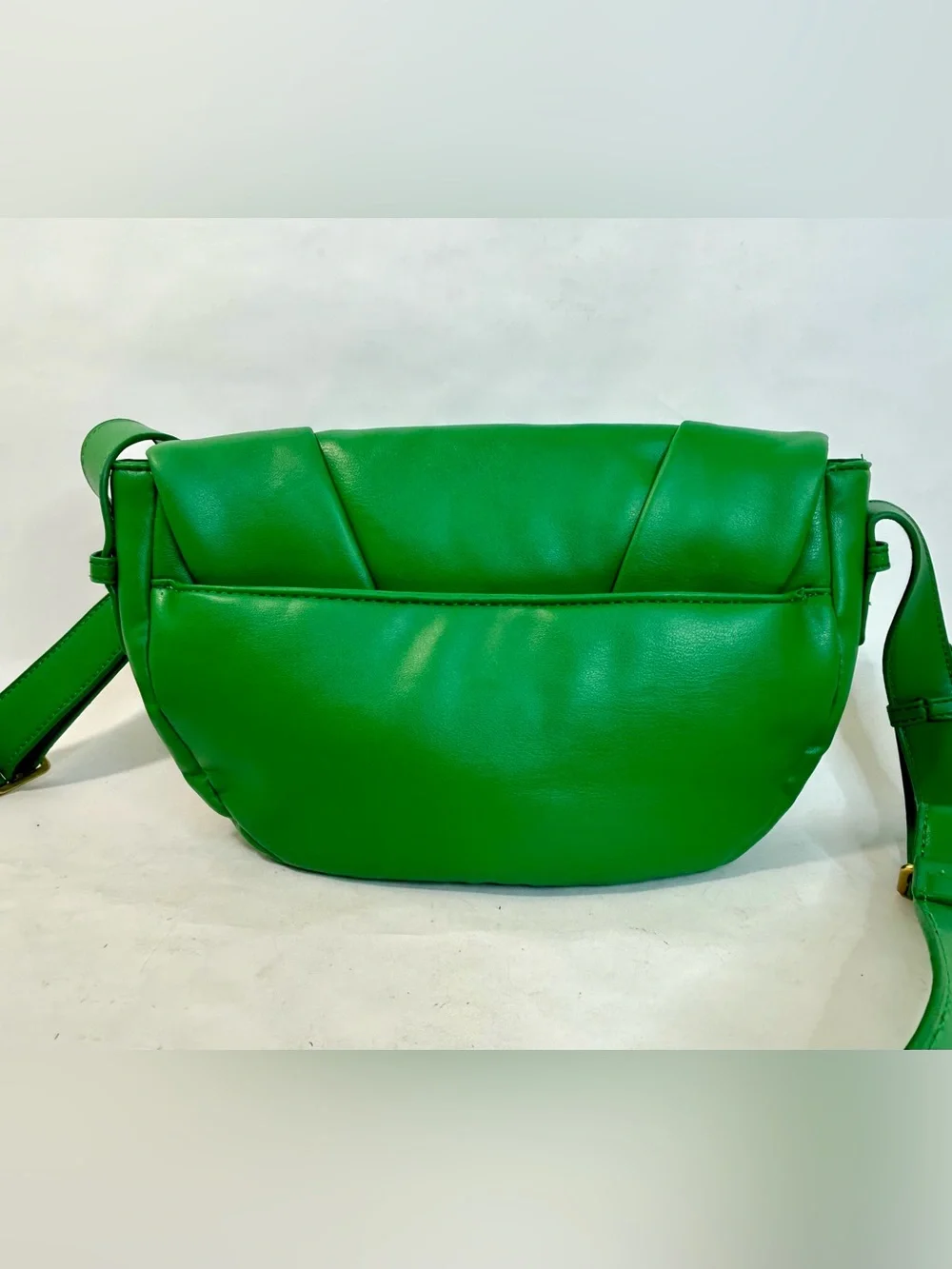 Free People Green Coney Vegan Crossbody, Soft Padded Crescent-Shaped Bag